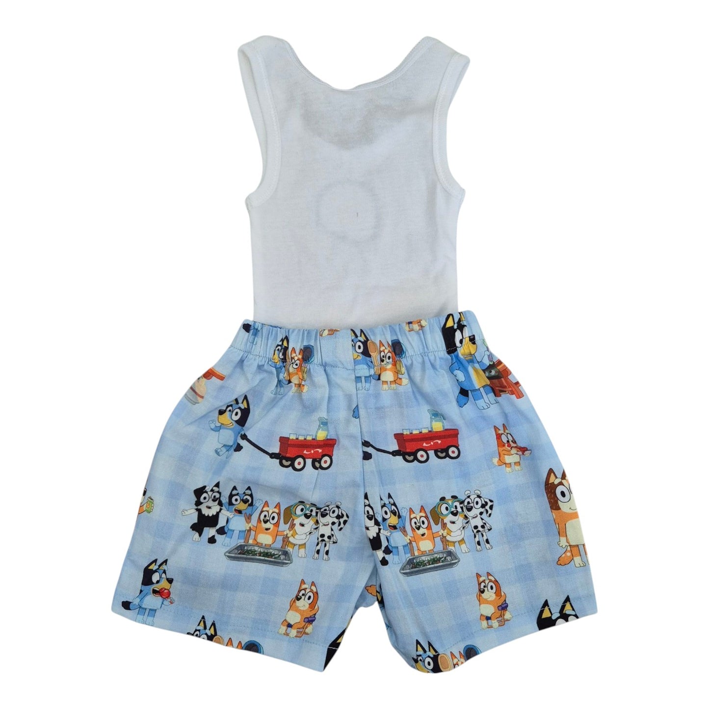Shorts and Singlet Set - Bluey Trailer – Handmade by Jacaranda Clothing