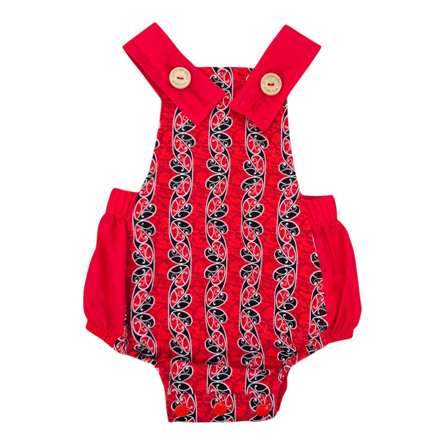 Romper - New Zealand Red and Black Koru – Handmade by Jacaranda Clothing