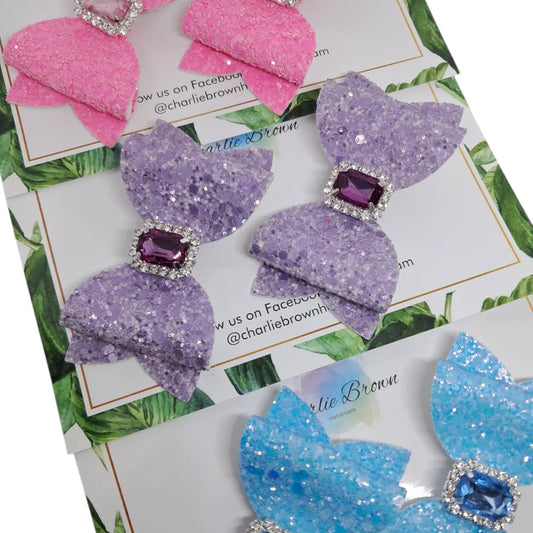 3" Glitter Gem Bow Piggy Set