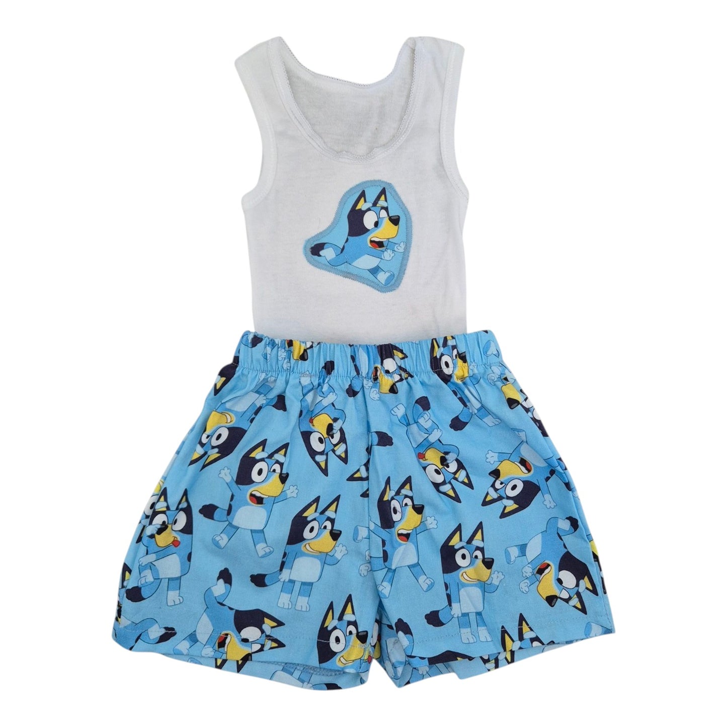Shorts and Singlet Set - Blue Bluey – Handmade by Jacaranda Clothing