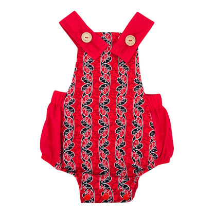 Romper - New Zealand Red and Black Koru – Handmade by Jacaranda Clothing